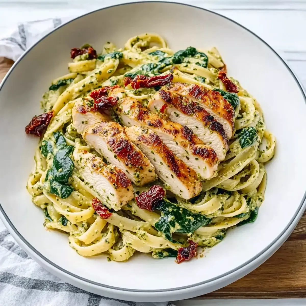 Creamy Chicken Pesto Pasta with Spinach