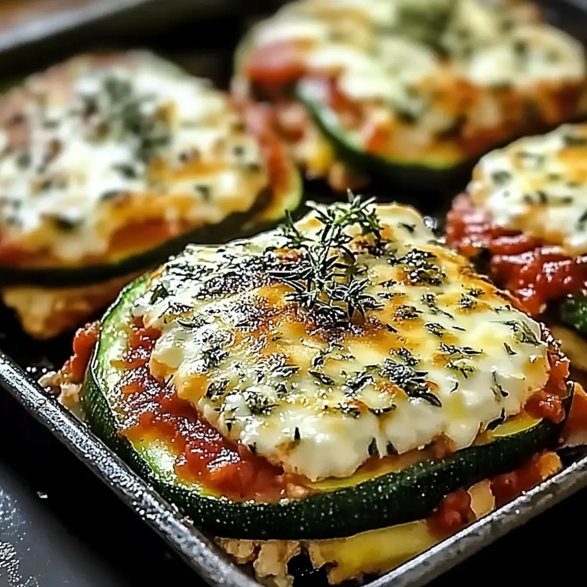 Layered Zucchini Ricotta Melts with Marinara