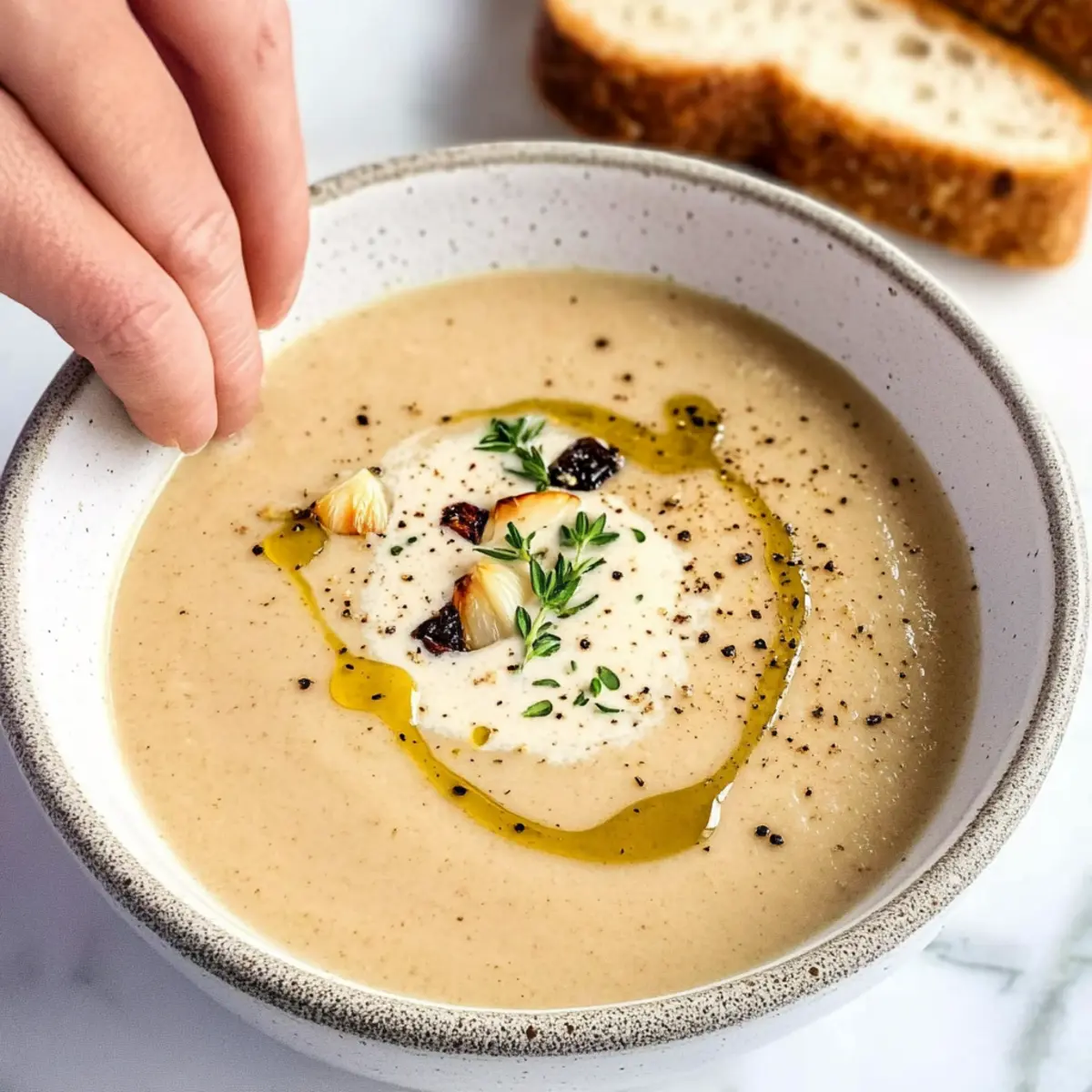 Roasted Garlic and Cauliflower Soup