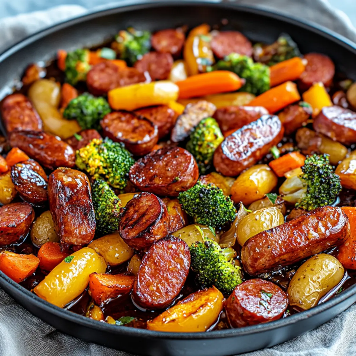 One-Pan Honey Garlic Kielbasa & Veggies