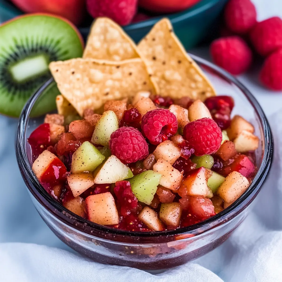 Fruit Salsa with Cinnamon Sugar Tortilla Chips