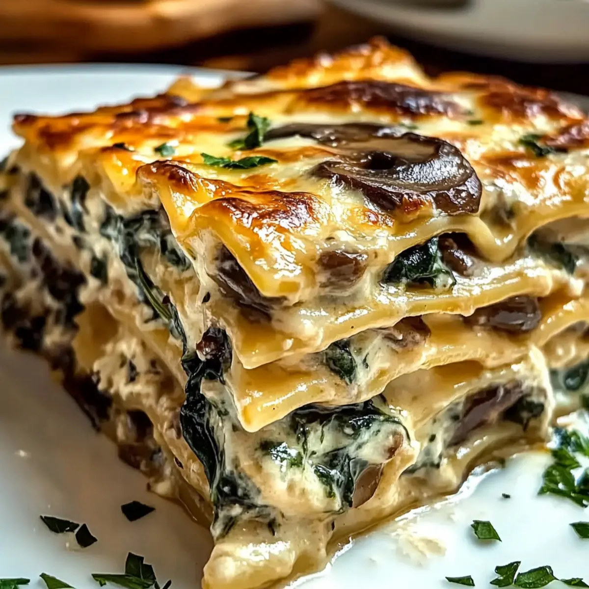 Creamy Spinach Mushroom Lasagna