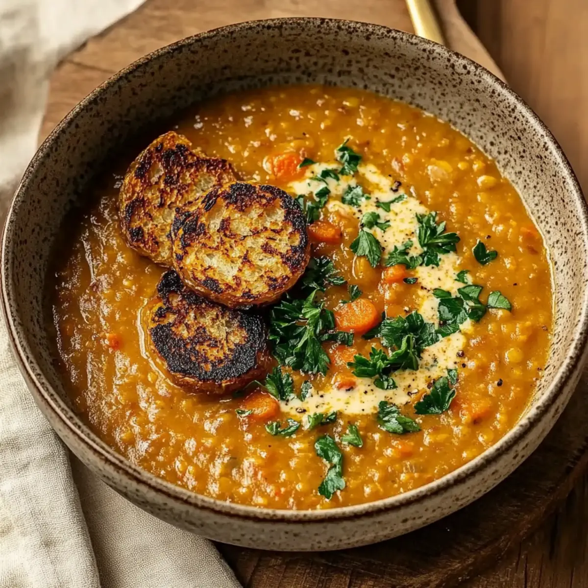 Caramelized Onion Red Lentil Soup