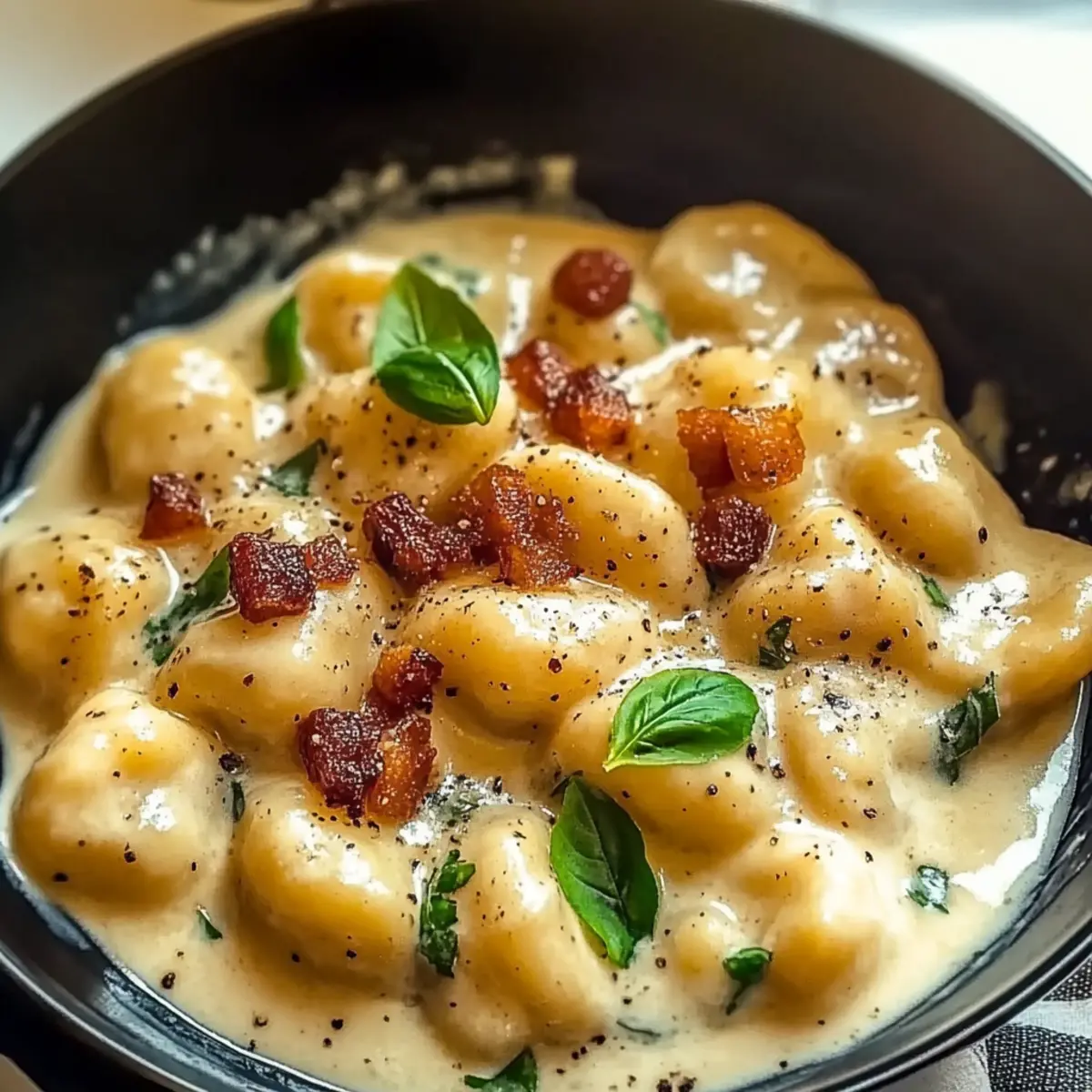 Roasted Garlic Cream Sauce with Gnocchi