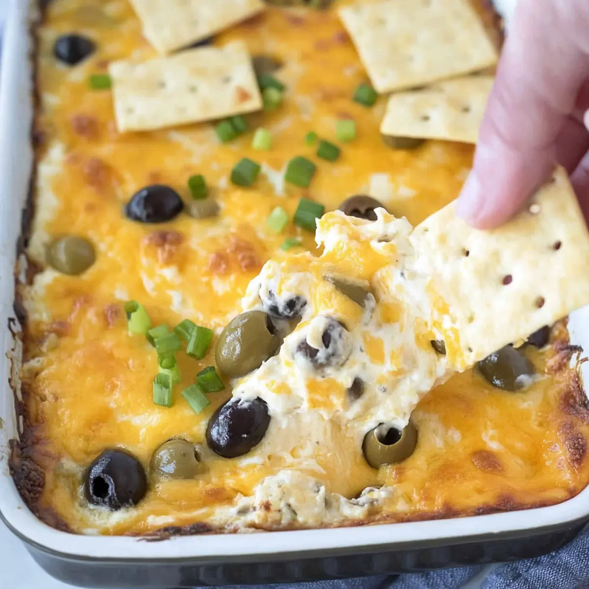 Cheesy Baked Olive Dip