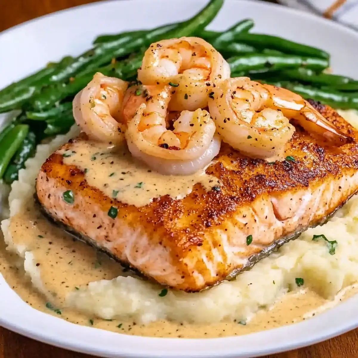 Cajun Shrimp and Salmon with Garlic Cream Sauce