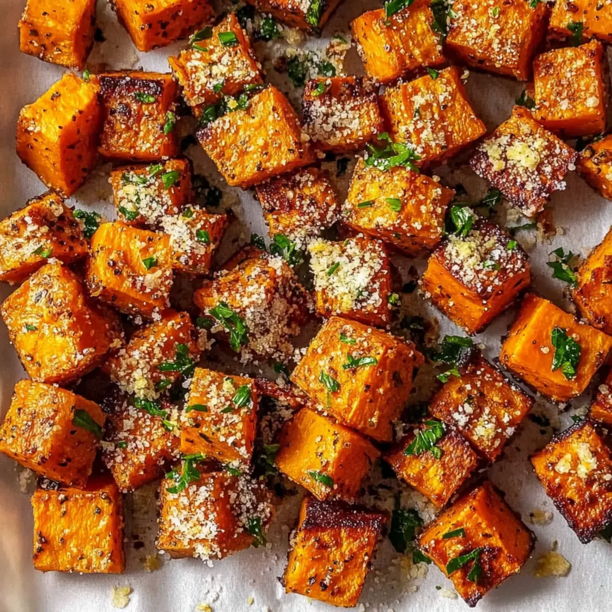 Garlic Parmesan Roasted Sweet Potatoes