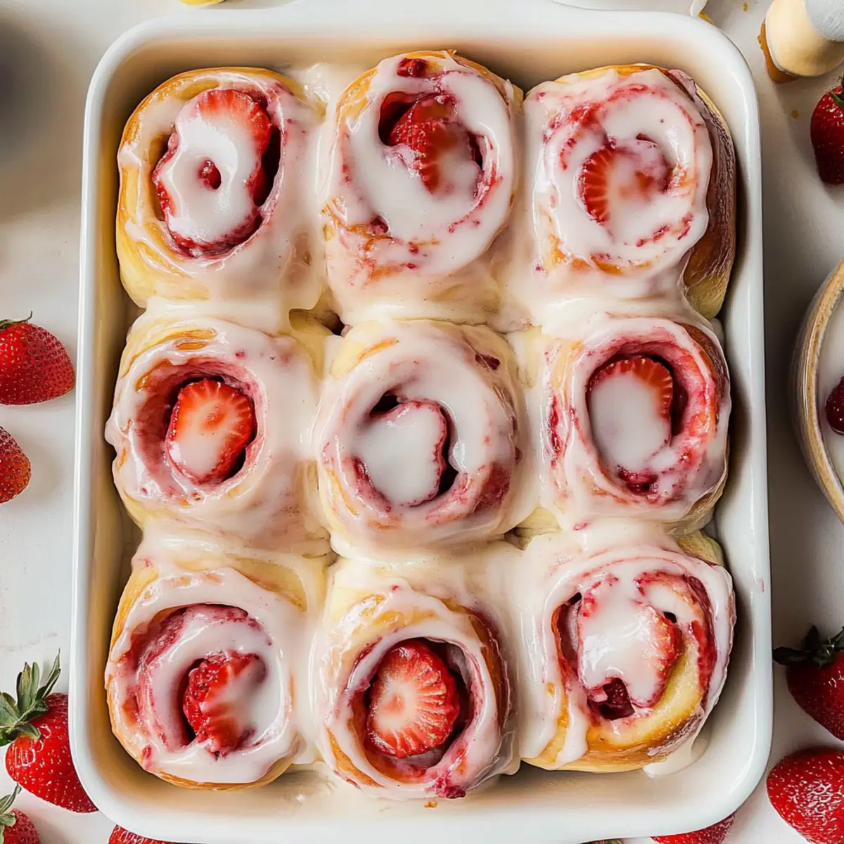 Strawberry Rolls with Lemon Icing