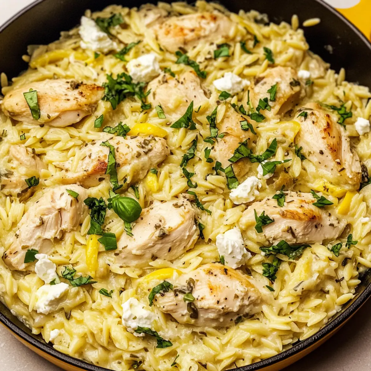 Feta Lemon Chicken Orzo Pasta
