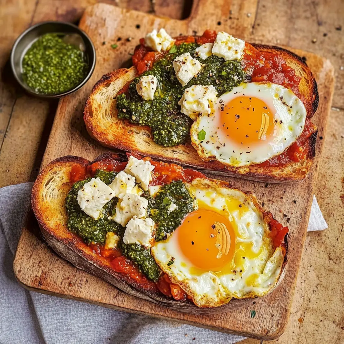 Shakshouka Toast with Feta Fried Eggs