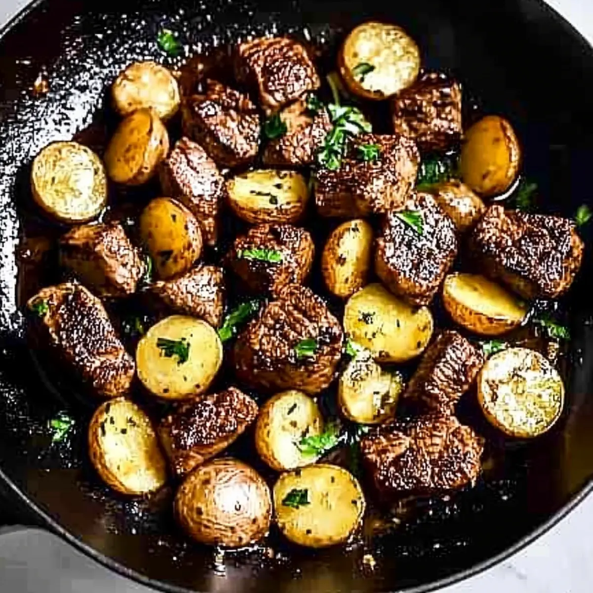 Garlic Butter Steak Bites with Crispy Potatoes