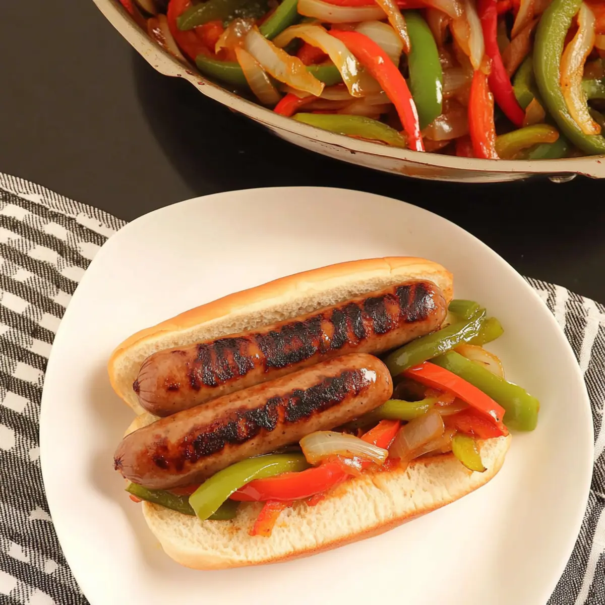 Grilled Brats with Peppers and Onions