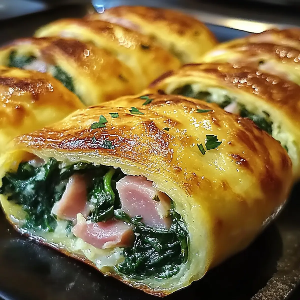 Spinach Ham Breakfast Rolls