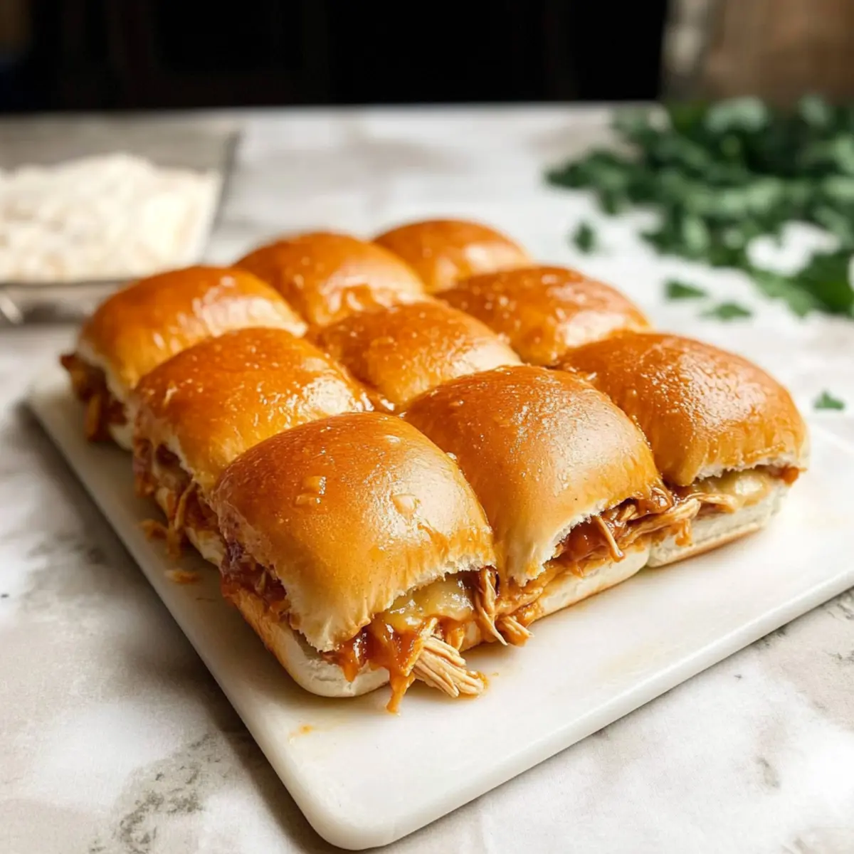 Cheesy BBQ Chicken Sliders