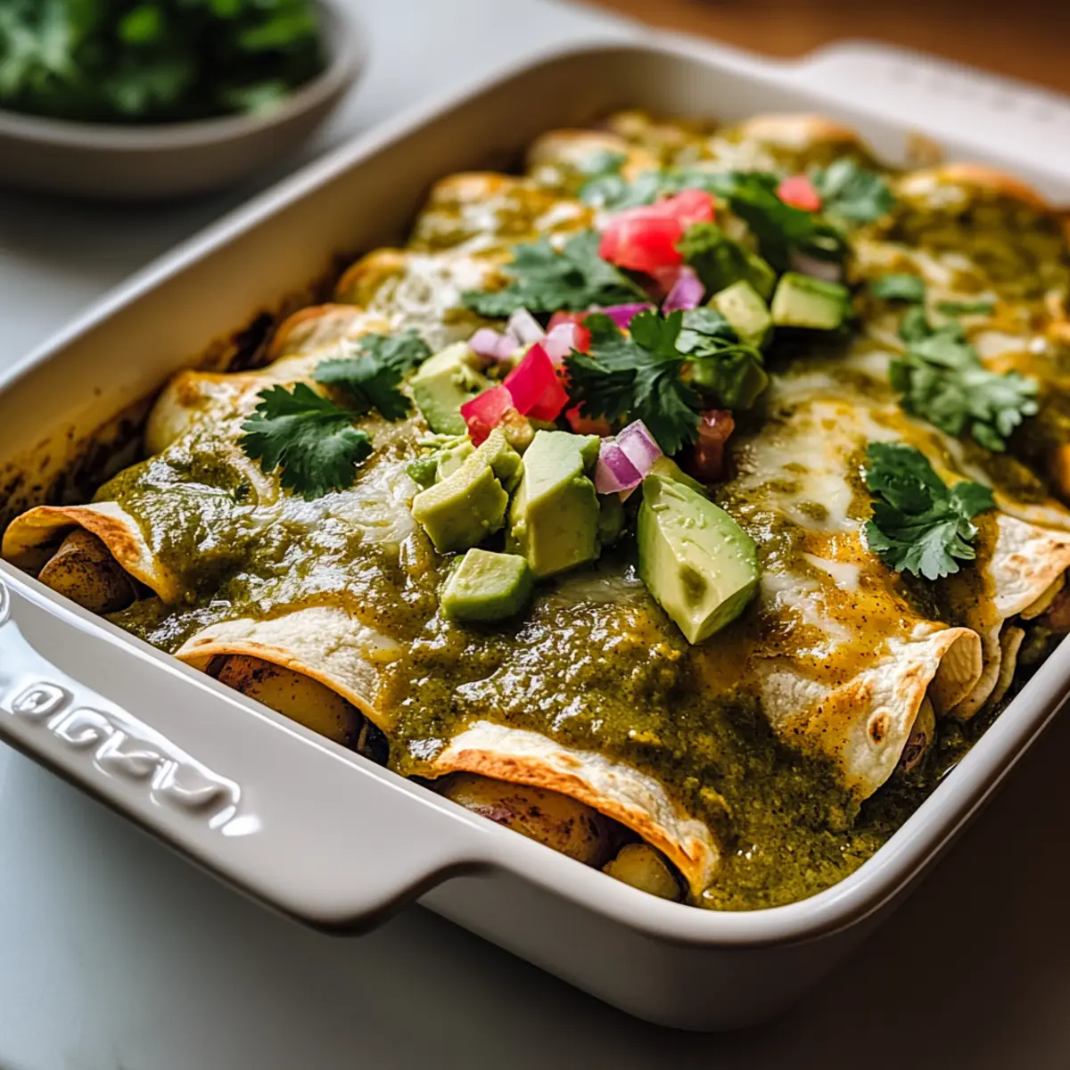 Potato Green Chili Enchiladas