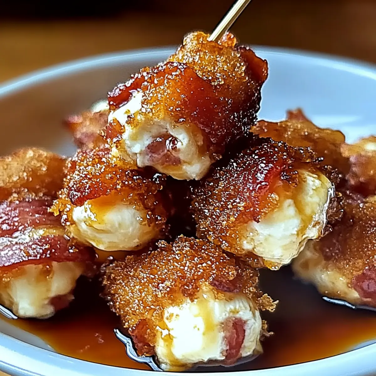 Crispy Bacon Mozzarella Poppers with Glaze