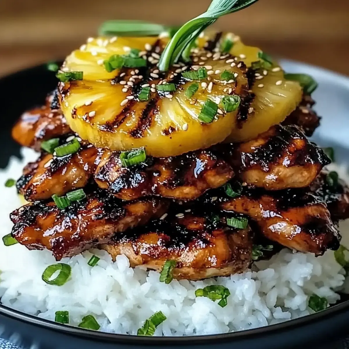 Hawaiian Huli Huli Chicken Stack
