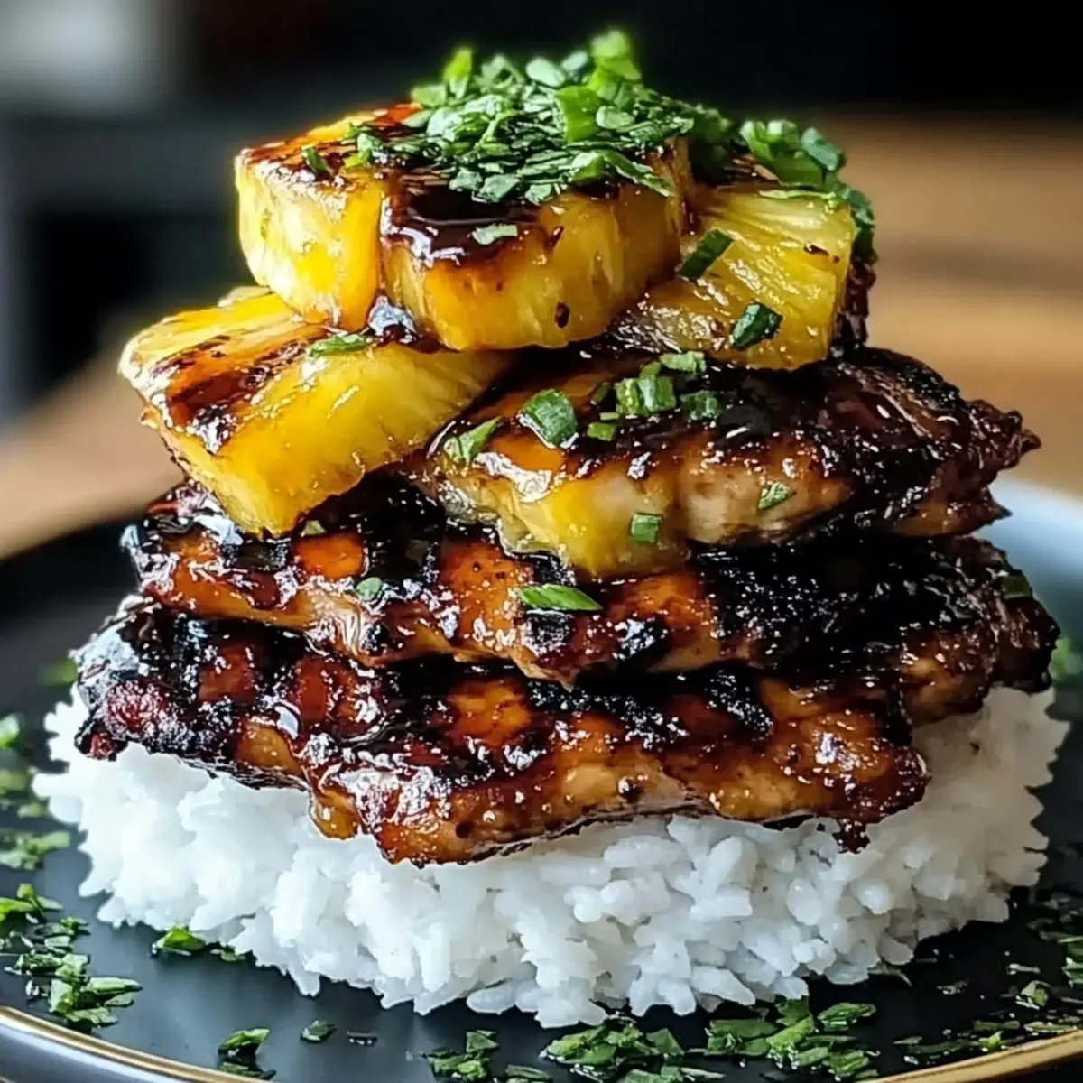 Hawaiian Huli Huli Chicken Stack
