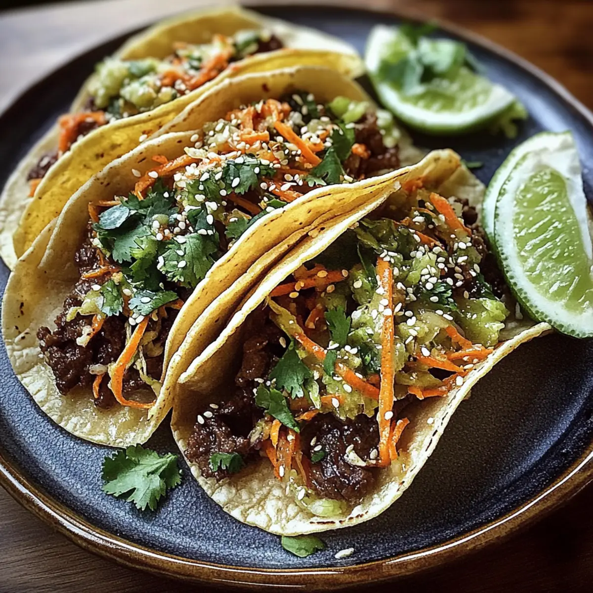 Korean Beef Tacos with Tangy Gochujang Slaw