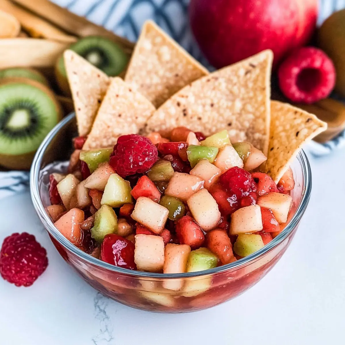 Fruit Salsa with Cinnamon Sugar Tortilla Chips