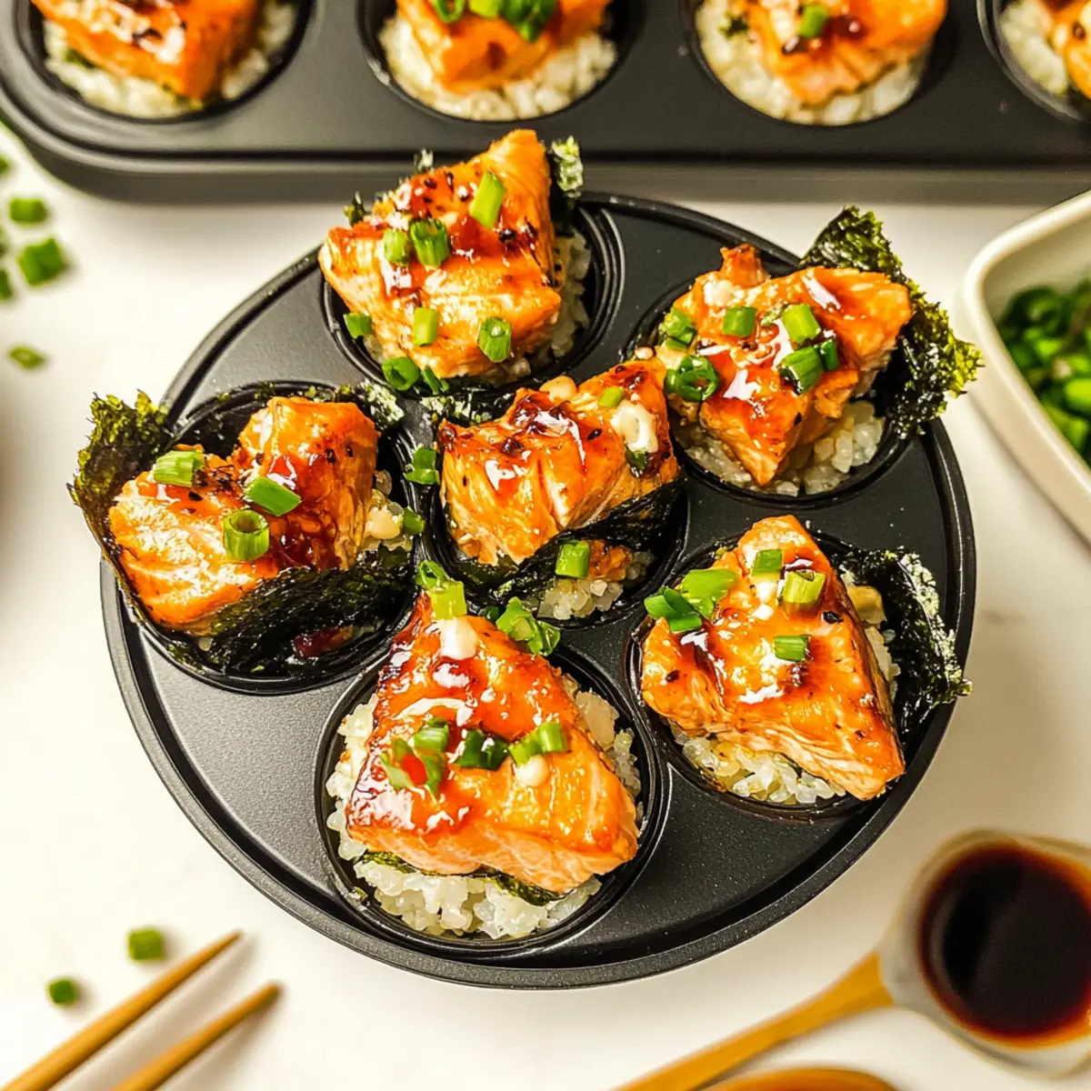 Easy Baked Salmon Sushi Cups