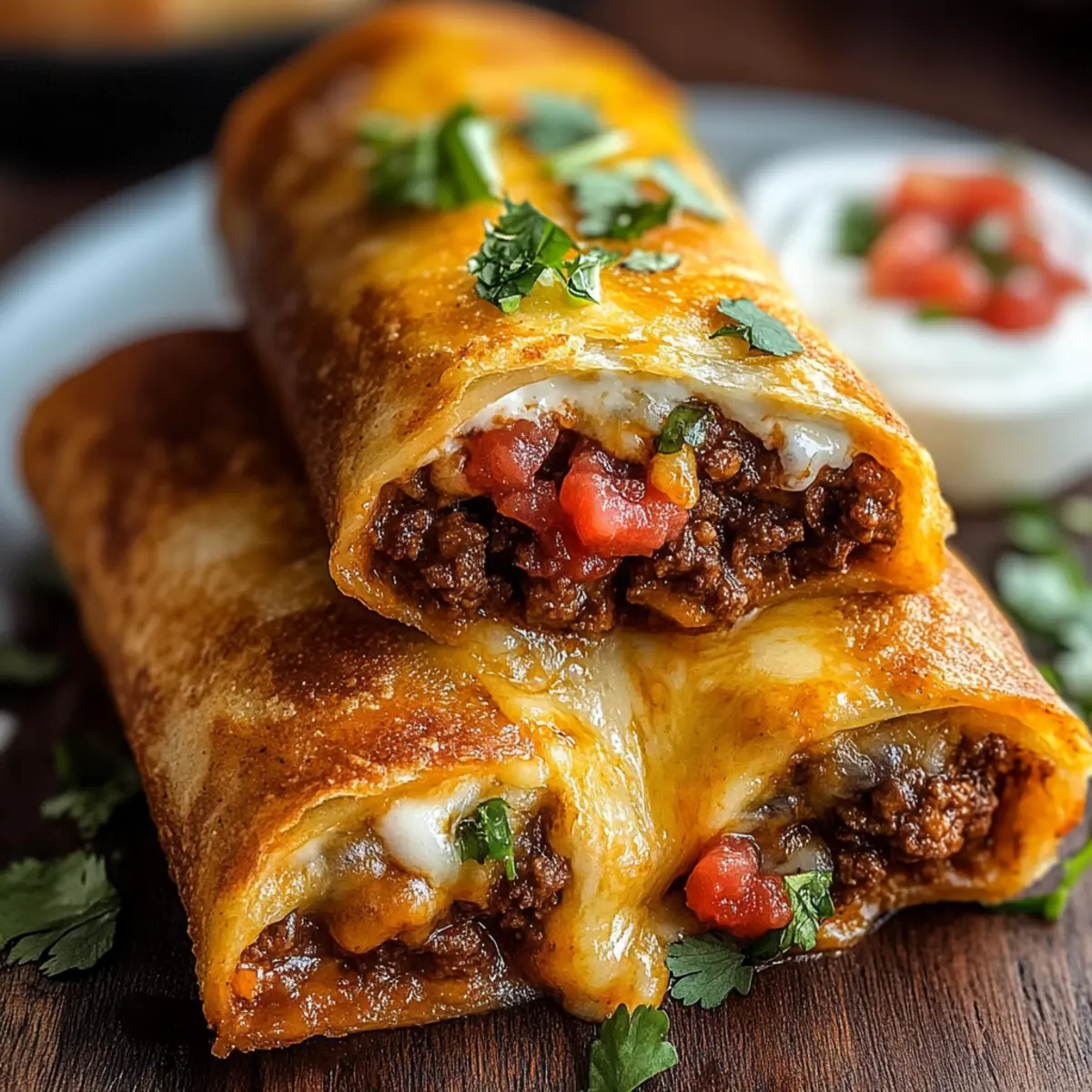 Beef and Cheese Chimichangas