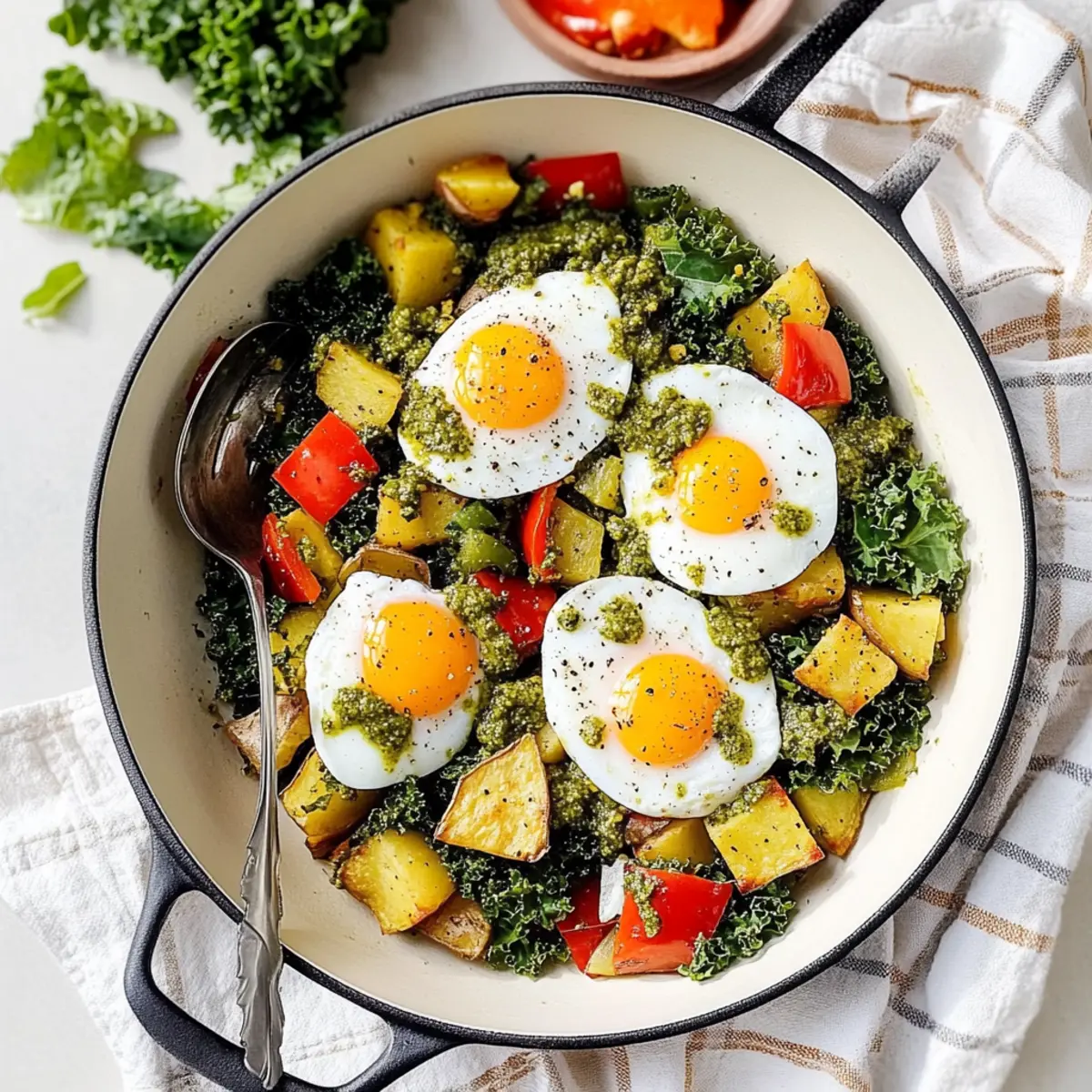 Pesto Eggs & Potato Skillet