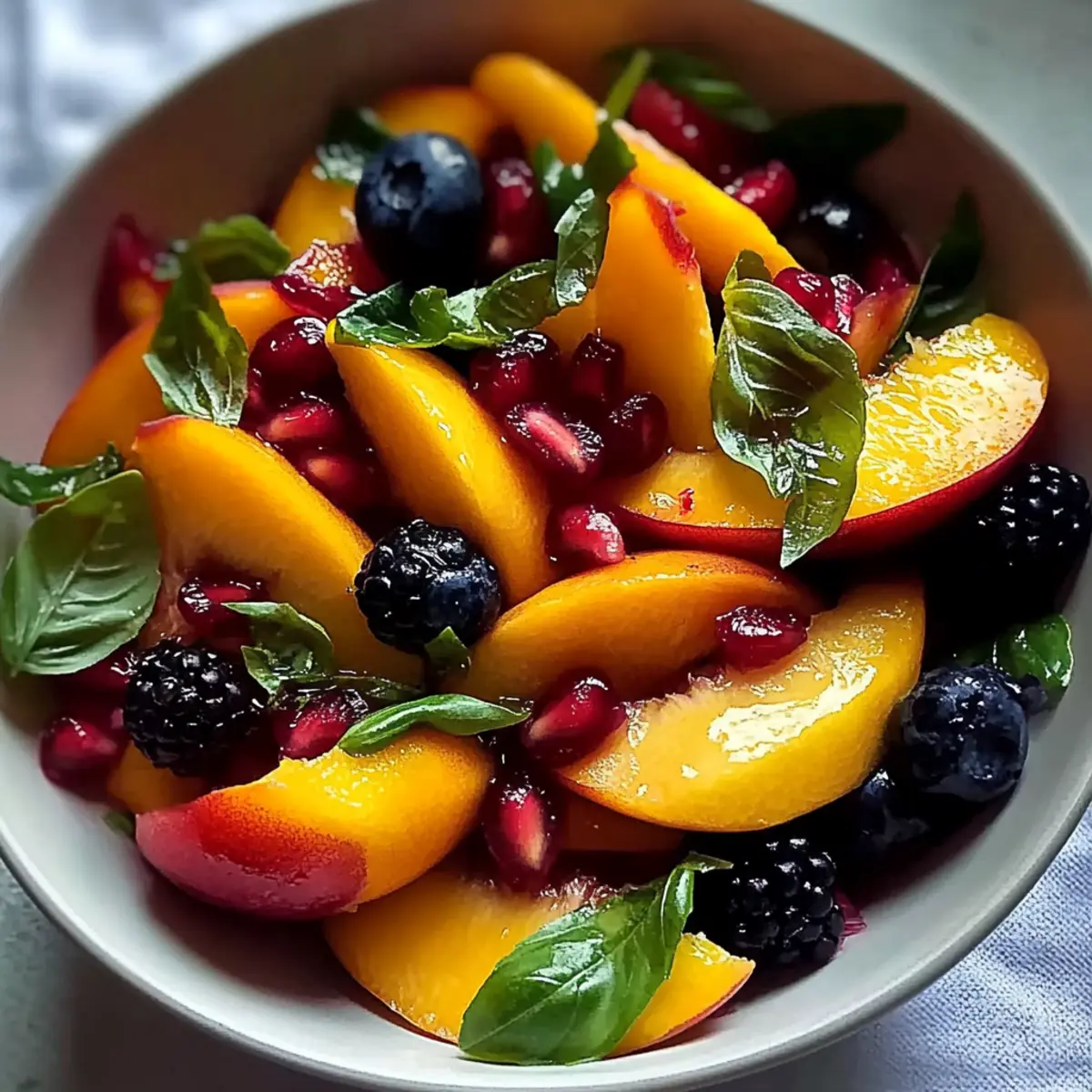 Honey Lime Basil Peach Fruit Salad