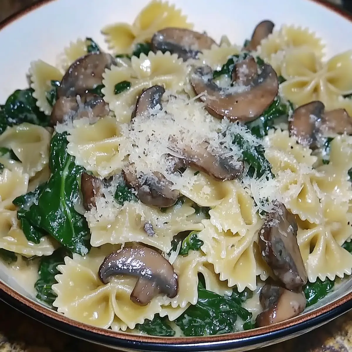 Parmesan Spinach Mushroom Pasta Skillet