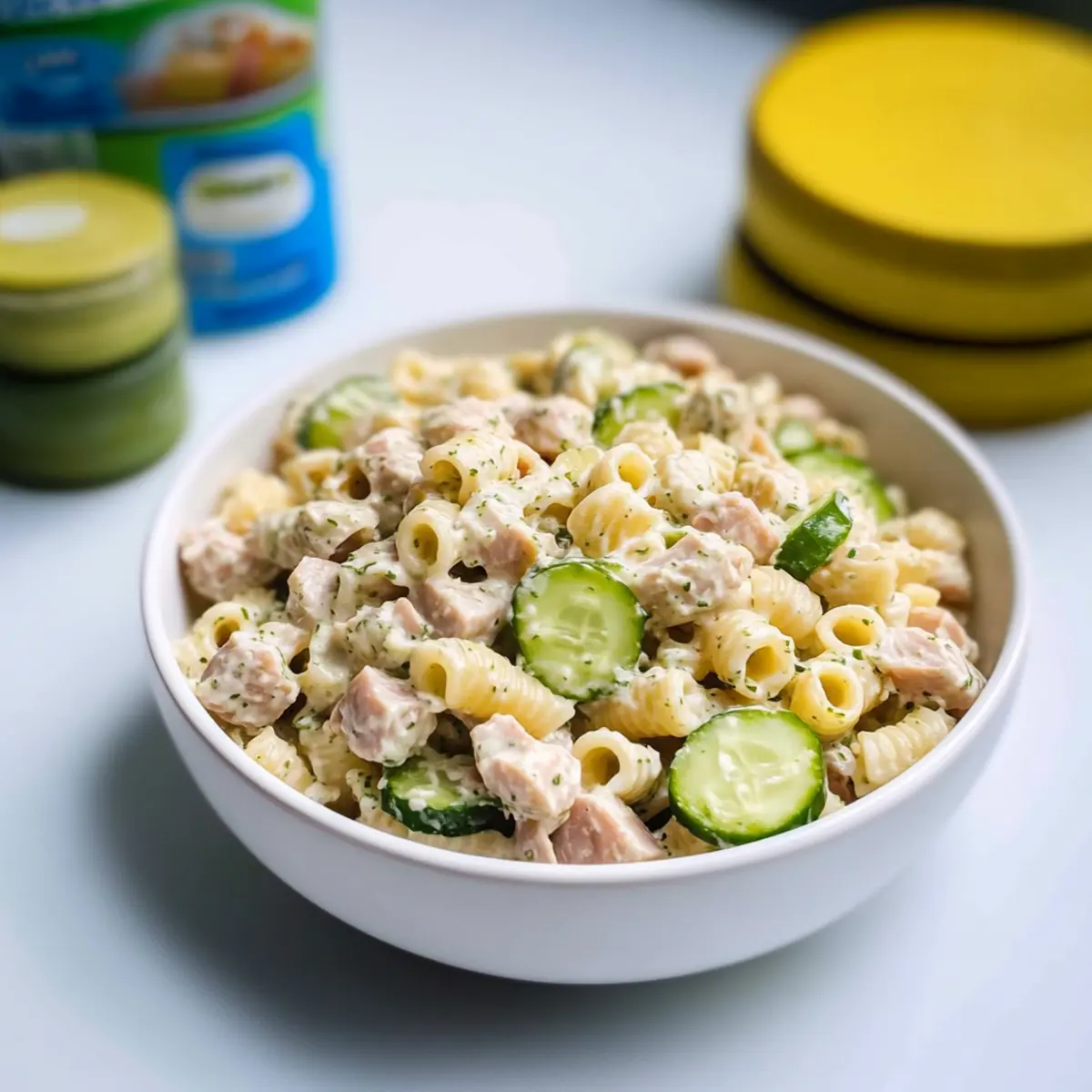 Dill Pickle Tuna Pasta Salad
