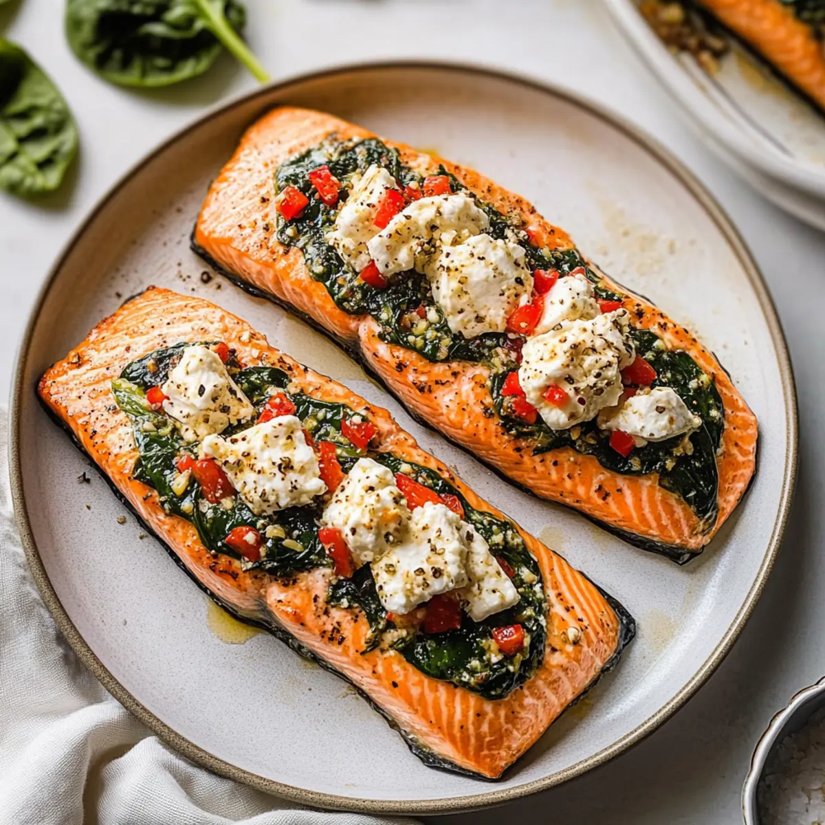 Stuffed Salmon With Spinach & Feta