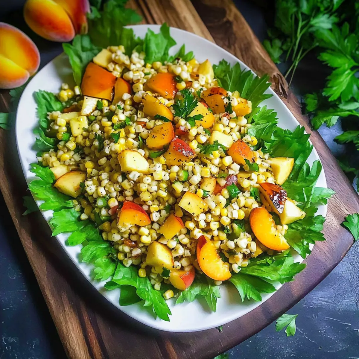Grilled Corn and Peach Salad