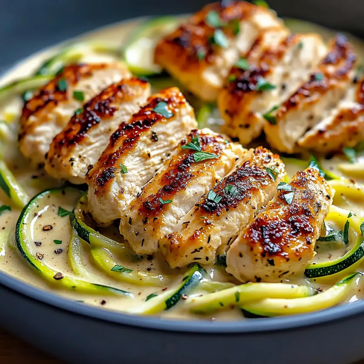 Chicken Alfredo Zucchini Noodles