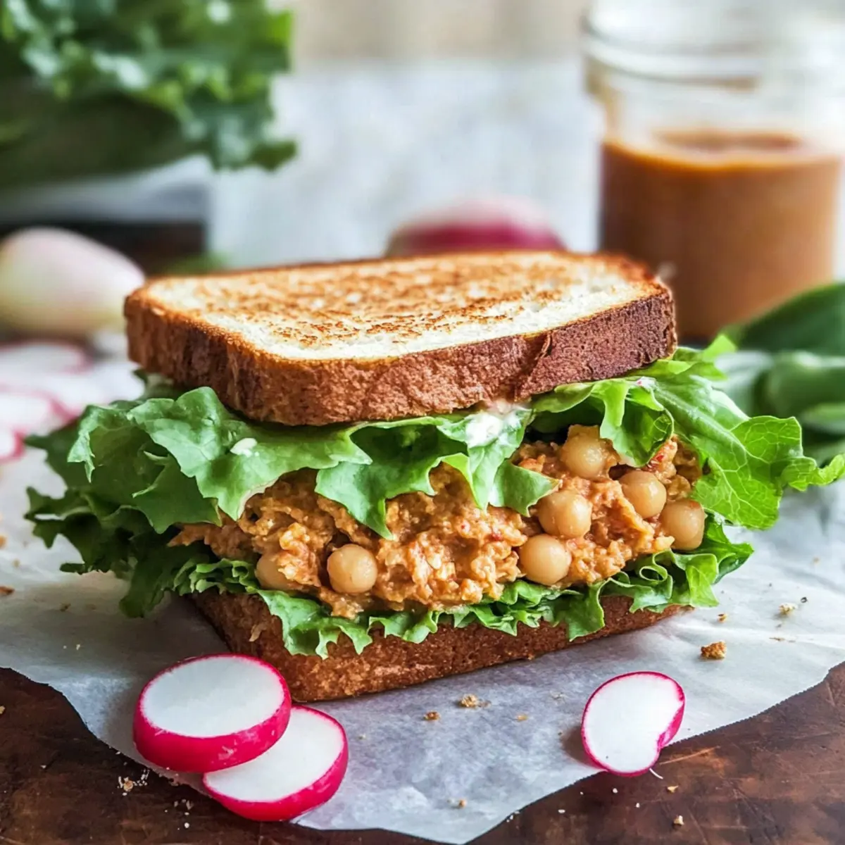 Harissa Chickpea Smash Sandwich