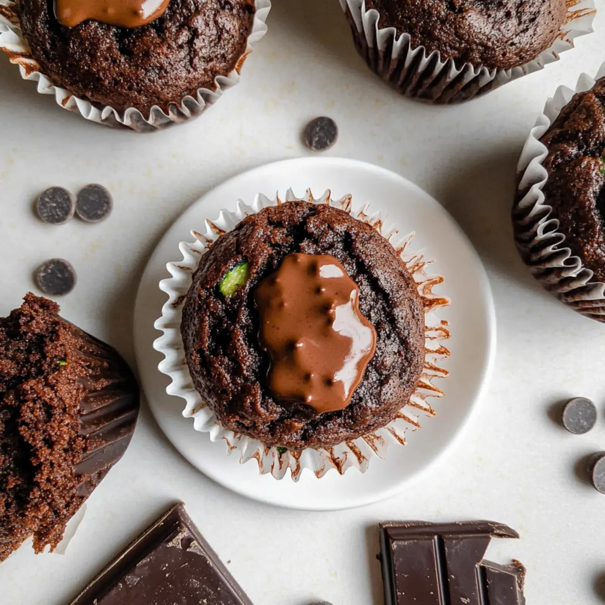 Moist Chocolate Zucchini Muffins