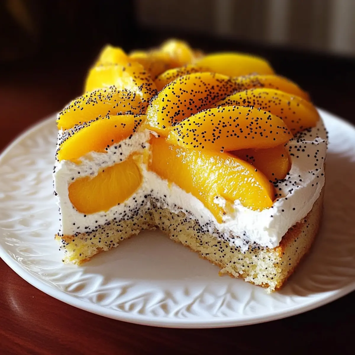 Peach cake with poppy seeds