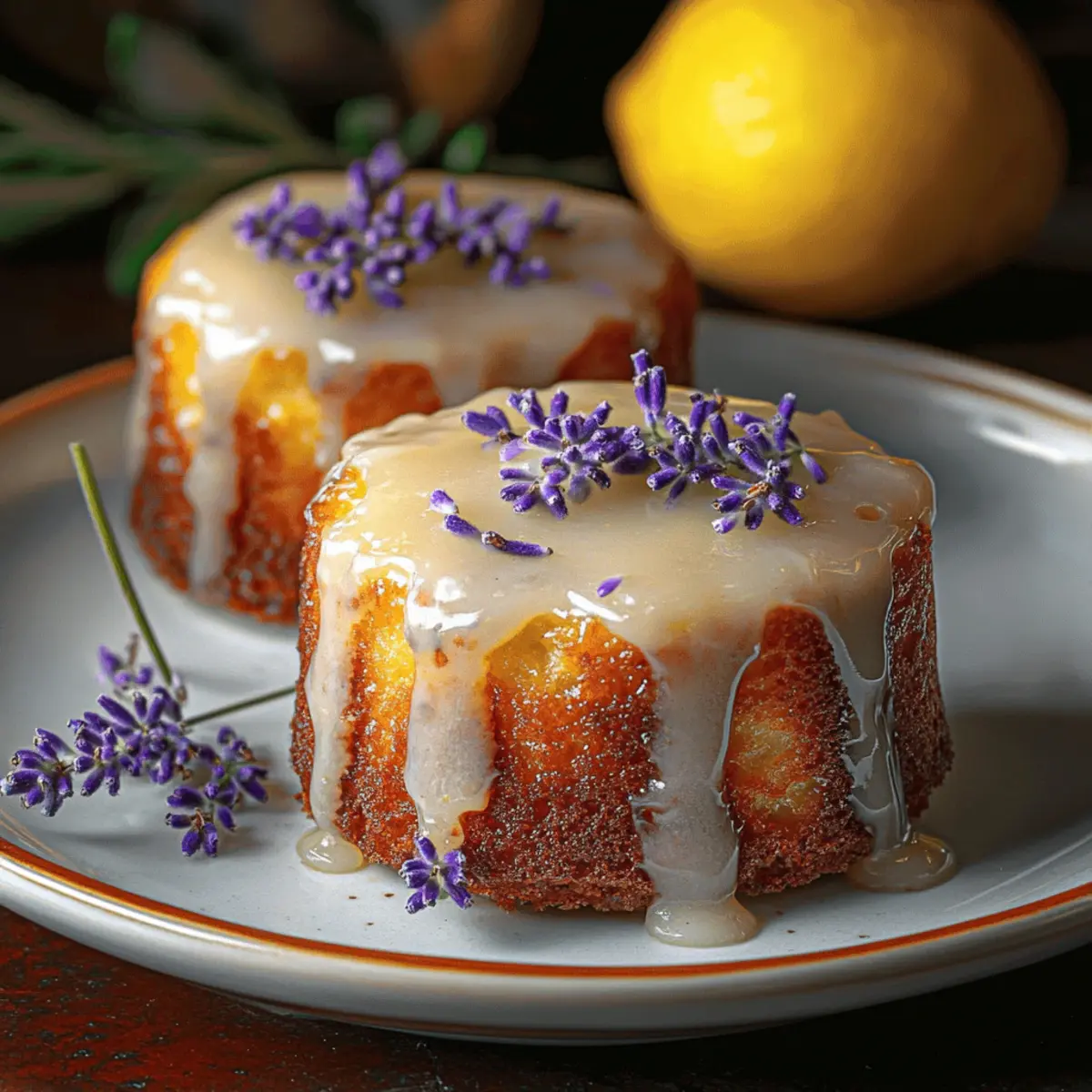 Mini Lemon Cakes with Lavender Glaze