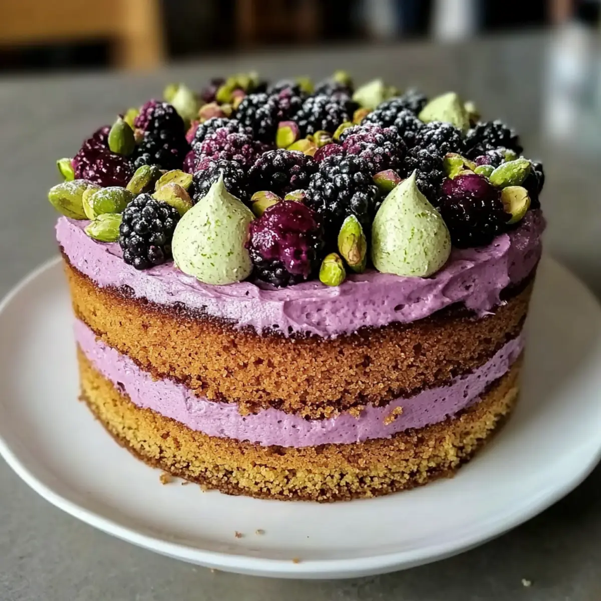 Pistachio and Blackberry Olive Oil Cake