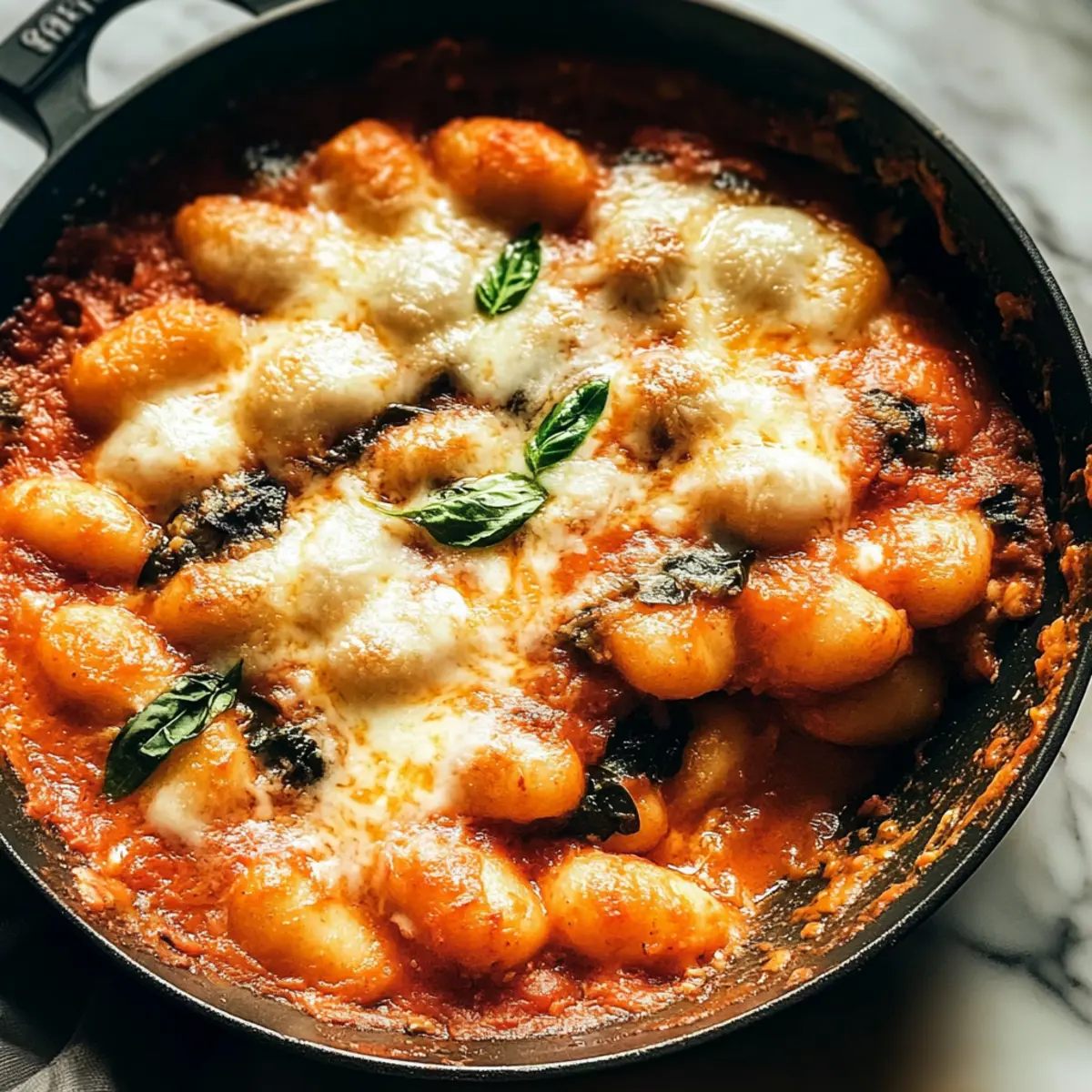 Three Cheese Baked Gnocchi with Spinach