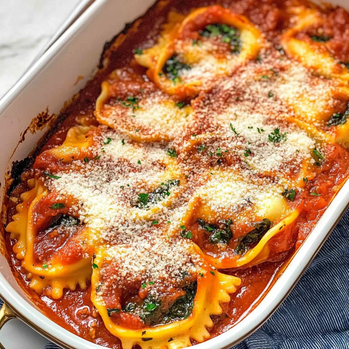 Tomato Spinach Ravioli Bake