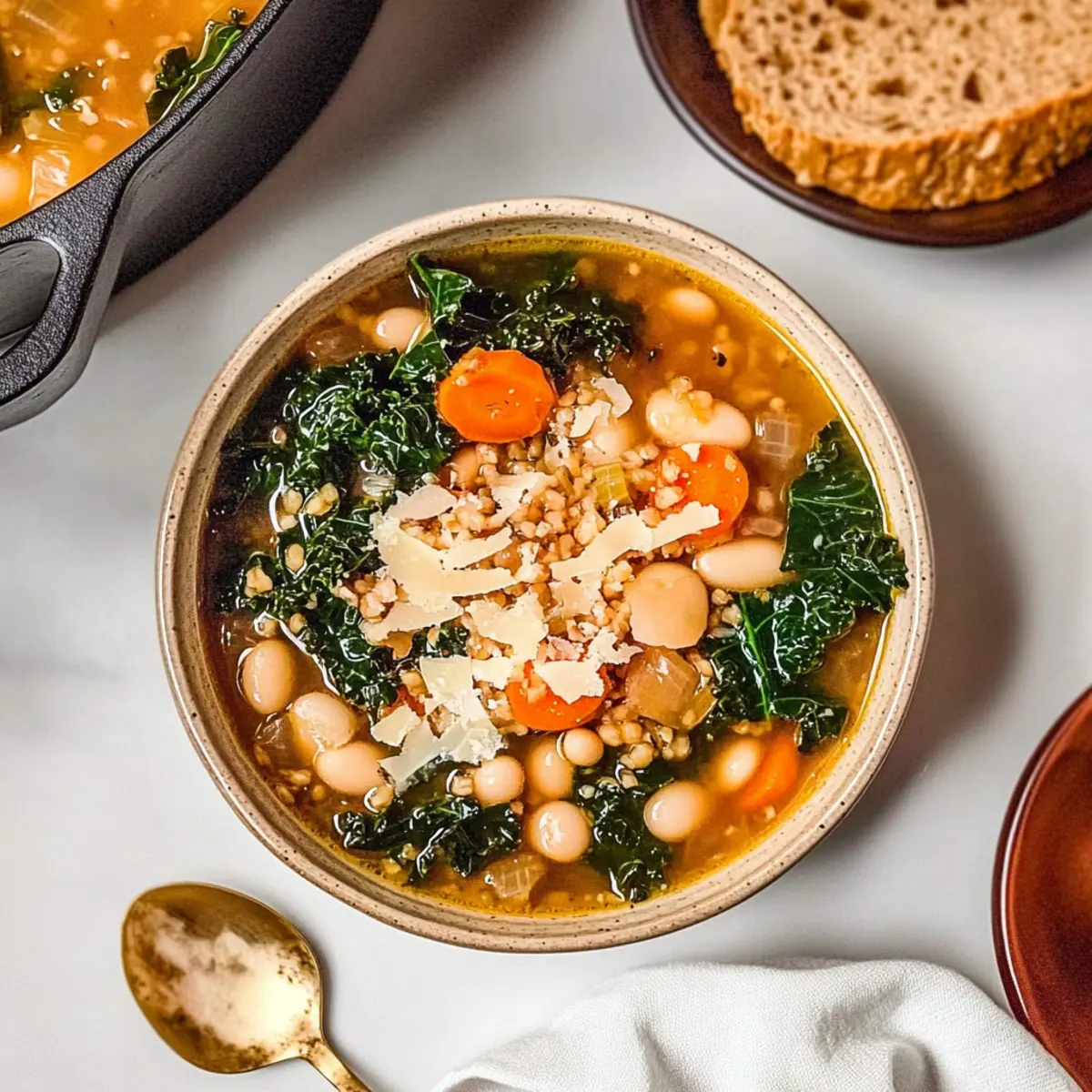Tuscan Farro Soup with White Beans and Kale