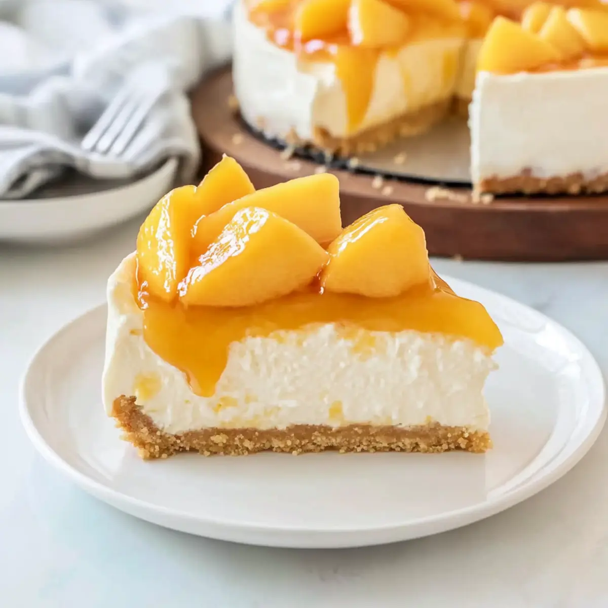 No Bake Peach Cheesecake